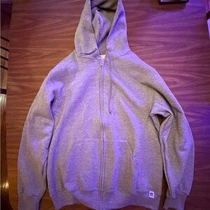 Russell Athletic Men's Heather Gray Zip-Up Sweater